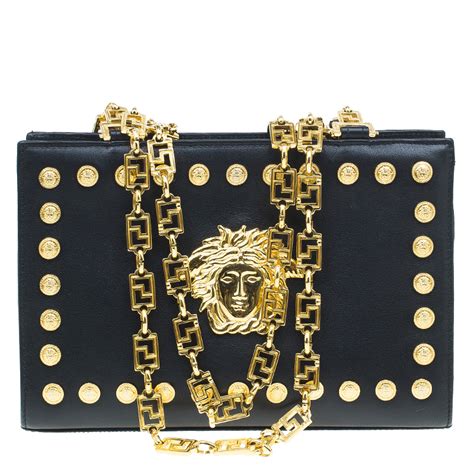 versace women bag blue studs|Versace black label purses.